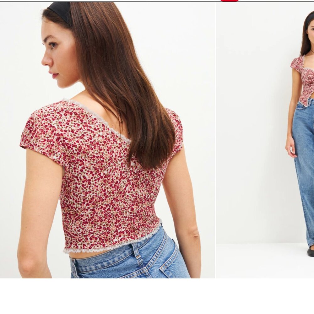 Reformation Safia Floral Top in La Vie En Rose Size 0 - Picture 4 of 16